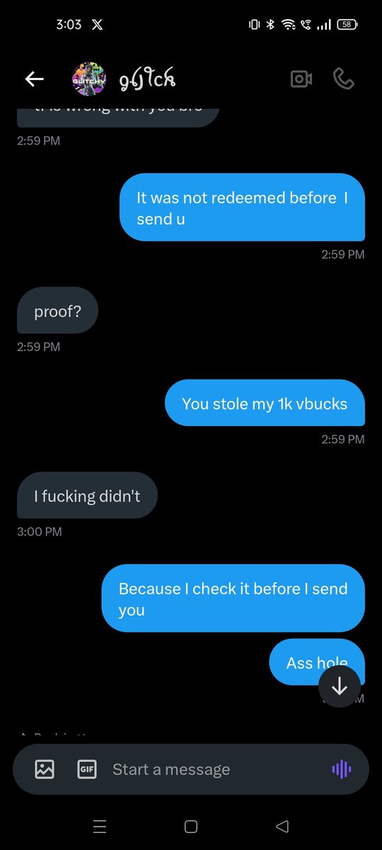 Everyone please spread this post this guys <a href="/GlitchFNBR/">ᧁꪶ꠸ꪻᥴꫝ</a> is scammer   he stole my 1k vbucks code he said will minty legend pack with exchange 1k vbucks code I trust him because i saw his vouches everyone please report this guys don't trust him #ScamAlert #scammer #Fortnite
