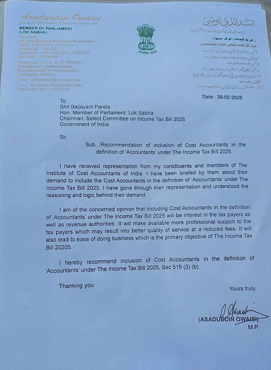 indCMAs's tweet image. @FinMinIndia @IncomeTaxIndia @nsitharamanoffc
#CostAccountant #Accountant #IncomeTaxbill2025
