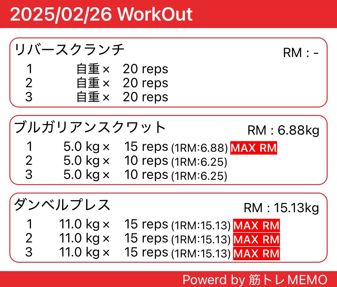kjr_jkl's tweet photo. 30 腹胸足 今日は軽めに
#workoutlog https://t.co/yVpCBHqYkh