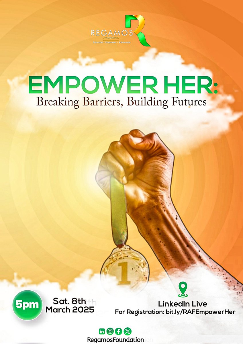 Foundation_raf's tweet photo. Regamos Foundation is hosting a LinkedIn Live event on March 8th, 2025 at 5 PM: Empower Her: Breaking Barriers, Building Futures.
Be part of the change! Register today: https://t.co/9LoIVBkCNw
#EmpowerHer #ActionForEquality #RegamosFoundation #MakeADifference #transforminglives https://t.co/fCW38xLKC7