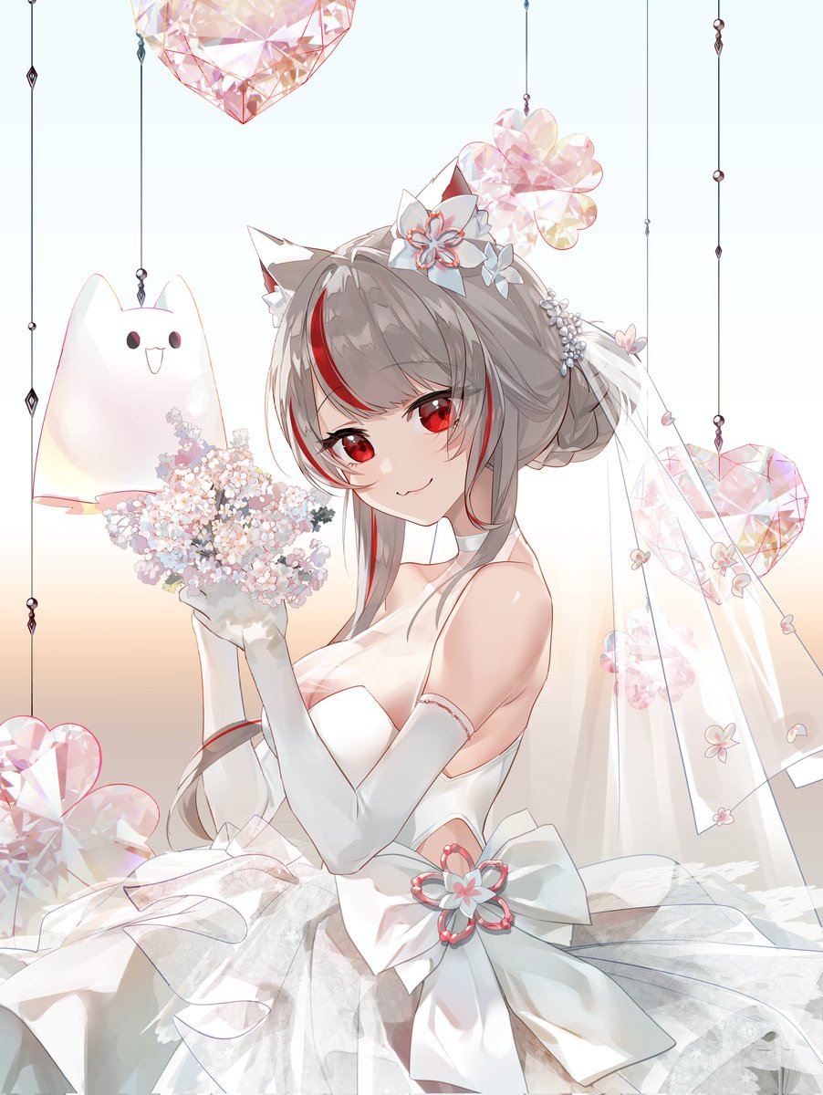 🐾🩶당신의 고양이 신부 마시로 엽서
#shiroart #스텔라이브 #StellaWedding

(일러스트: <a href="/PikaChutlet/">카츄동 Kachudon</a>)