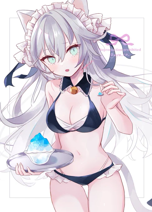 #寒い時こそ水着絵を貼ろうOCの水着メイド姿(再掲) 