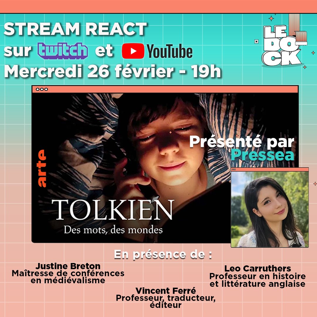 C'est AUJOURD'HUI 19h ! 🍀

➡️ Sur la chaîne Twitch.tv/artefr 🧡

On vous parle de #Tolkien, de sa vie, de son œuvre en compagnie de personnes talentueuses telles que Justine Breton, <a href="/VincentMFerre/">Vincent Ferré</a> et Léo Carruthers ✨

Une émission passionnante rien que pour VOUS ! 🧝🏻‍♀️🧙🏻‍♀️