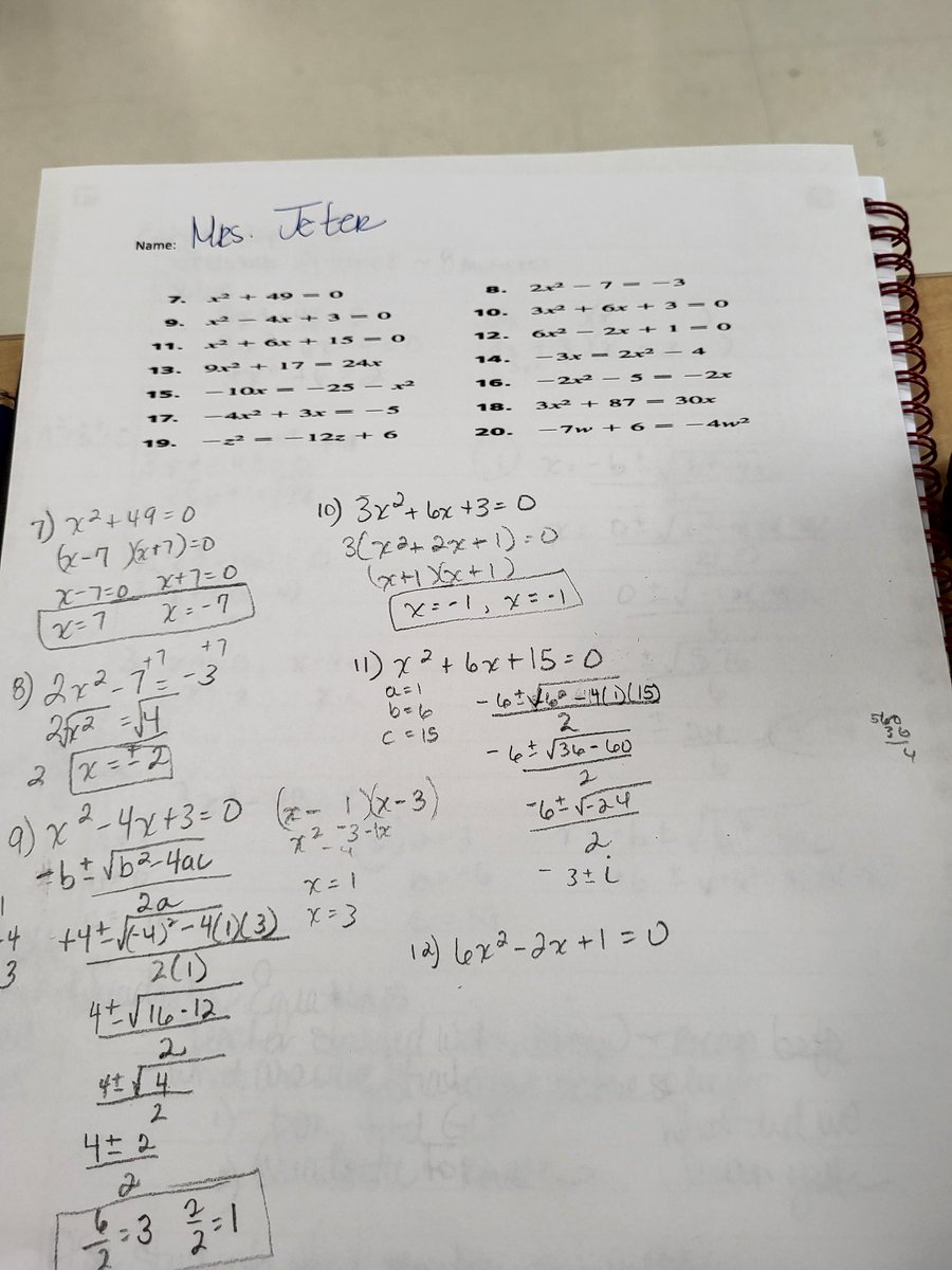 mrskjeter's tweet image. Visting classrooms to observe instruction gives me butterflies. I ❤️🖤 the learning process. Mr. Punzalan and his Algebra 2 students were deepening their learning-solving Quadratic Equations. You know this former math teacher had to join in on the fun!🦅 #ExcellenceOnPurpose