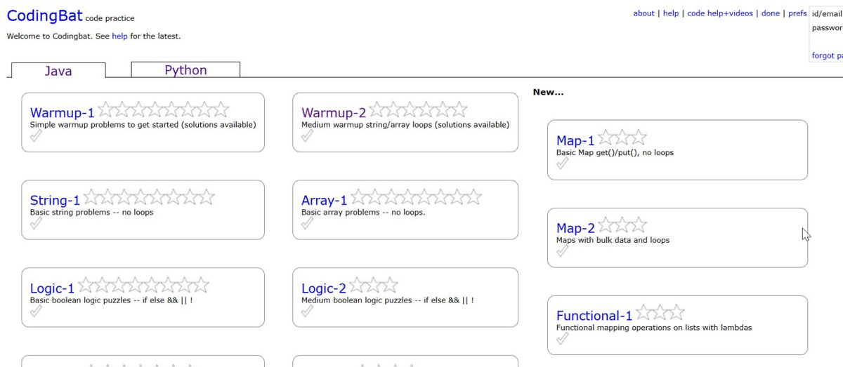 لقيت موقع codingbat
فيه تحديات Java (وPython) . تم تصميمه لممارسة  البرمجة، وخاصة للمبتدئين.
🟣 اسئله بسيطة وتفاعلية عن المصفوفات، والشروط وغيره.
🟣 القدرة على كتابة الكود مباشرة على الموقع والحصول على النتائج بشكل فوري.
🟣 التحقق التلقائي من صحة الحلول
codingbat.com/java