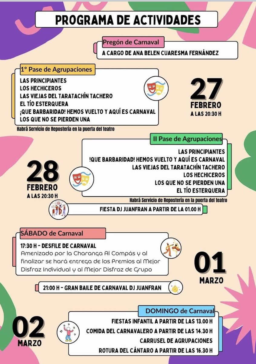 JoseMRG_7's tweet photo. Gran actuación de la Charanga Los Esponjas
Chirigota “Los que no se pierden una” 
Peña Carnavalera Los Esponjas
Carnaval 2025
El Campillo Huelva https://t.co/NtFZY6N2Xh
