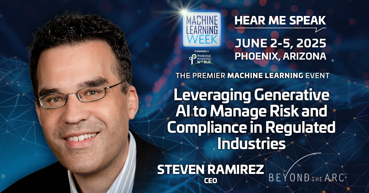 Machine Learning Week (@mlweekus) on Twitter photo <a href="/beyondthearc/">Beyond the Arc</a> reveals how to Leverage Generative AI to Manage Risk and Compliance in Regulated Industries at #MLWeek 2025 <a href="/beyondthearc/">Beyond the Arc</a> reveals how to Leverage Generative AI to Manage Risk and Compliance in Regulated Industries at #MLWeek 2025