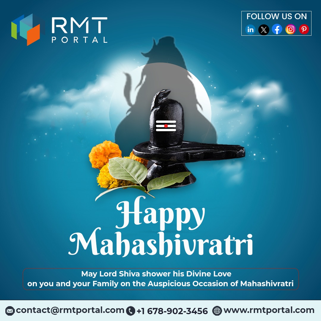 🌸✨ Wishing You a Blessed Maha Shivratri! ✨🌸

May Lord Shiva shower his divine blessings on you and your family, filling your life with peace, prosperity, and happiness. 🙏💙

#HappyMahashivratri #HarHarMahadev #Shivratri #LordShiva #Spirituality #DivineBlessings #RMTPortal