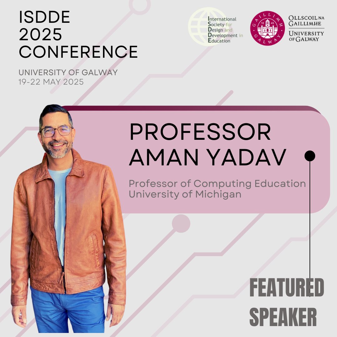 ISDDE (@isddedu) on Twitter photo This week’s ISDDE 2025 featured speaker : Prof Aman Yadav, Michigan State University – specialising in computing education and designing for equity!
#ISDDE2025 #EducationDesign #EducationDesignResearch 
Visit lnkd.in/eR5n9Pbh to learn more about the speakers and register! This week’s ISDDE 2025 featured speaker : Prof Aman Yadav, Michigan State University – specialising in computing education and designing for equity!
#ISDDE2025 #EducationDesign #EducationDesignResearch 
Visit lnkd.in/eR5n9Pbh to learn more about the speakers and register!