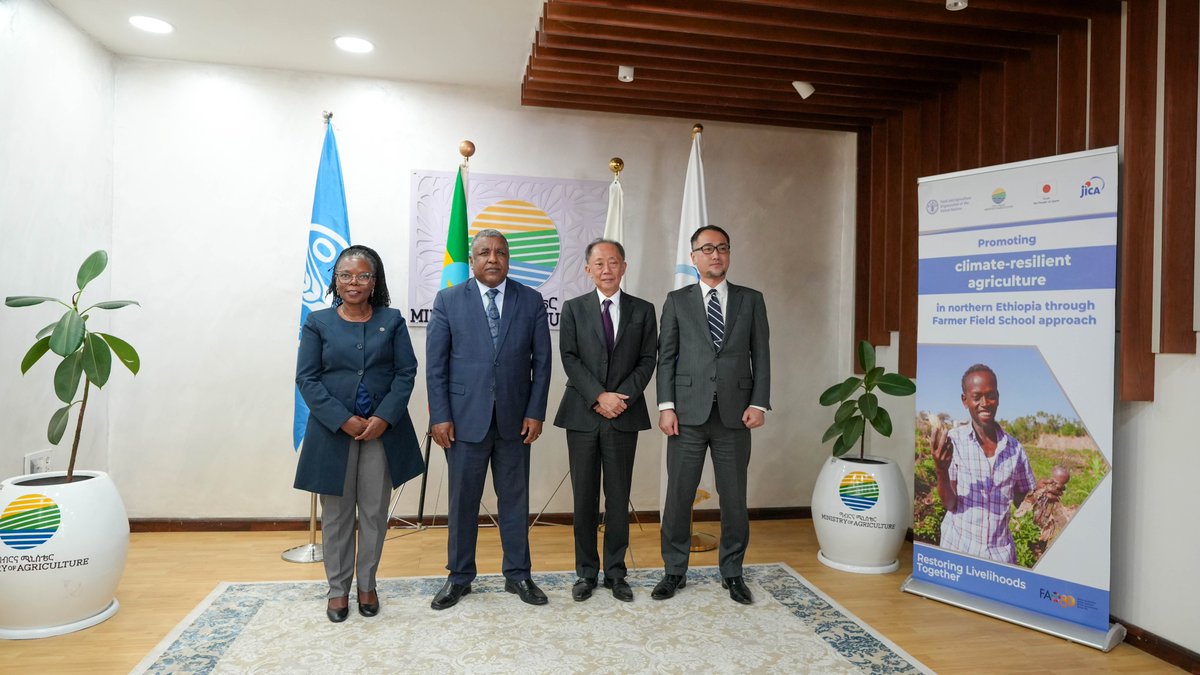 FAO Ethiopia (@faoethiopia) on Twitter photo A new $7.2M initiative financed by the Japan Gov. to boost climate-resilient agriculture in #Ethiopia! <a href="/MoA_Ethiopia/">Ministry of Agriculture Ethiopia</a> & <a href="/FAO/">Food and Agriculture Organization</a> collaborate for the implementation while <a href="/jica_direct_en/">JICA - Japan International Cooperation Agency</a> oversees the project's activities which employ #FarmerFieldSchool approach. <a href="/FAOclimate/">FAO Climate Change & Biodiversity</a> <a href="/FAOAfrica/">FAO in Africa</a> A new $7.2M initiative financed by the Japan Gov. to boost climate-resilient agriculture in #Ethiopia! <a href="/MoA_Ethiopia/">Ministry of Agriculture Ethiopia</a> & <a href="/FAO/">Food and Agriculture Organization</a> collaborate for the implementation while <a href="/jica_direct_en/">JICA - Japan International Cooperation Agency</a> oversees the project's activities which employ #FarmerFieldSchool approach. <a href="/FAOclimate/">FAO Climate Change & Biodiversity</a> <a href="/FAOAfrica/">FAO in Africa</a>