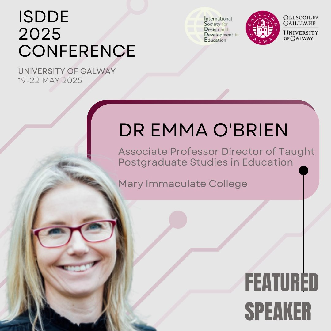ISDDE (@isddedu) on Twitter photo This week’s ISDDE featured speaker : Dr. Emma O’Brien, Mary Immaculate College, Limerick – specialising in digital education leadership, and will present on how we design for and support AI in education! #ISDDE2025 
Visit lnkd.in/eR5n9Pbh to learn more and register! This week’s ISDDE featured speaker : Dr. Emma O’Brien, Mary Immaculate College, Limerick – specialising in digital education leadership, and will present on how we design for and support AI in education! #ISDDE2025 
Visit lnkd.in/eR5n9Pbh to learn more and register!