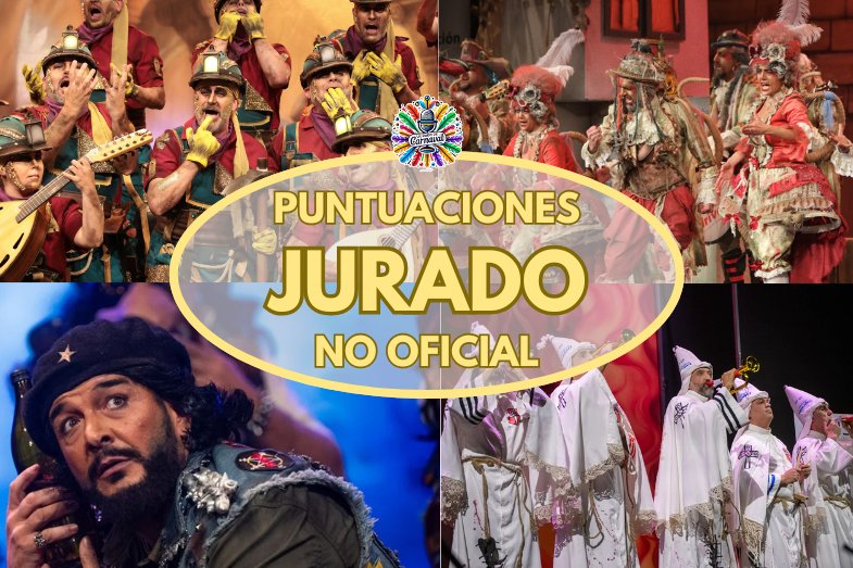 🖊️Ha llegado la noche de los cuchillos largos, y os dejamos las PUNTUACIONES de nuestro Jurado NO oficial.

En cabeza se encuentran, a falta de las de hoy: "Las Entrañas de Cádiz", "Las Ratas", "Los Butaneros, chirigota de CAI/CDC" y "Ku klux klan klan"

sites.google.com/view/juradocoa…