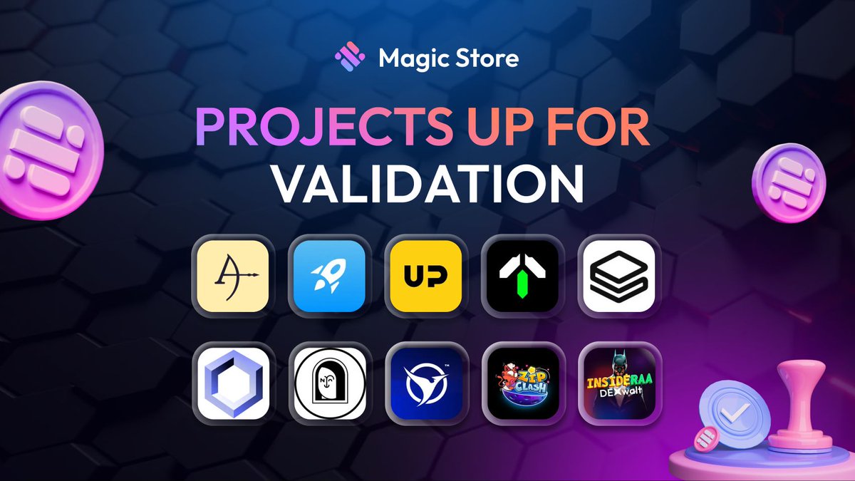MagicStoreWeb3's tweet photo. 🚀 Exciting news! Validation for new projects on the Magic Store has begun! 🎉 

@Artemisfinance
@xRocket_tg
@upnetworkhq  
@CyberChargeWeb3
@DesynLab 
@nexade_official
@apenftorg 
@JetvoyToken 
@Zip_Clash 
@INSIDER_RAA

Your voice matters. Vote Now! 🗳️✨ https://t.co/I9OIlyLUDd
