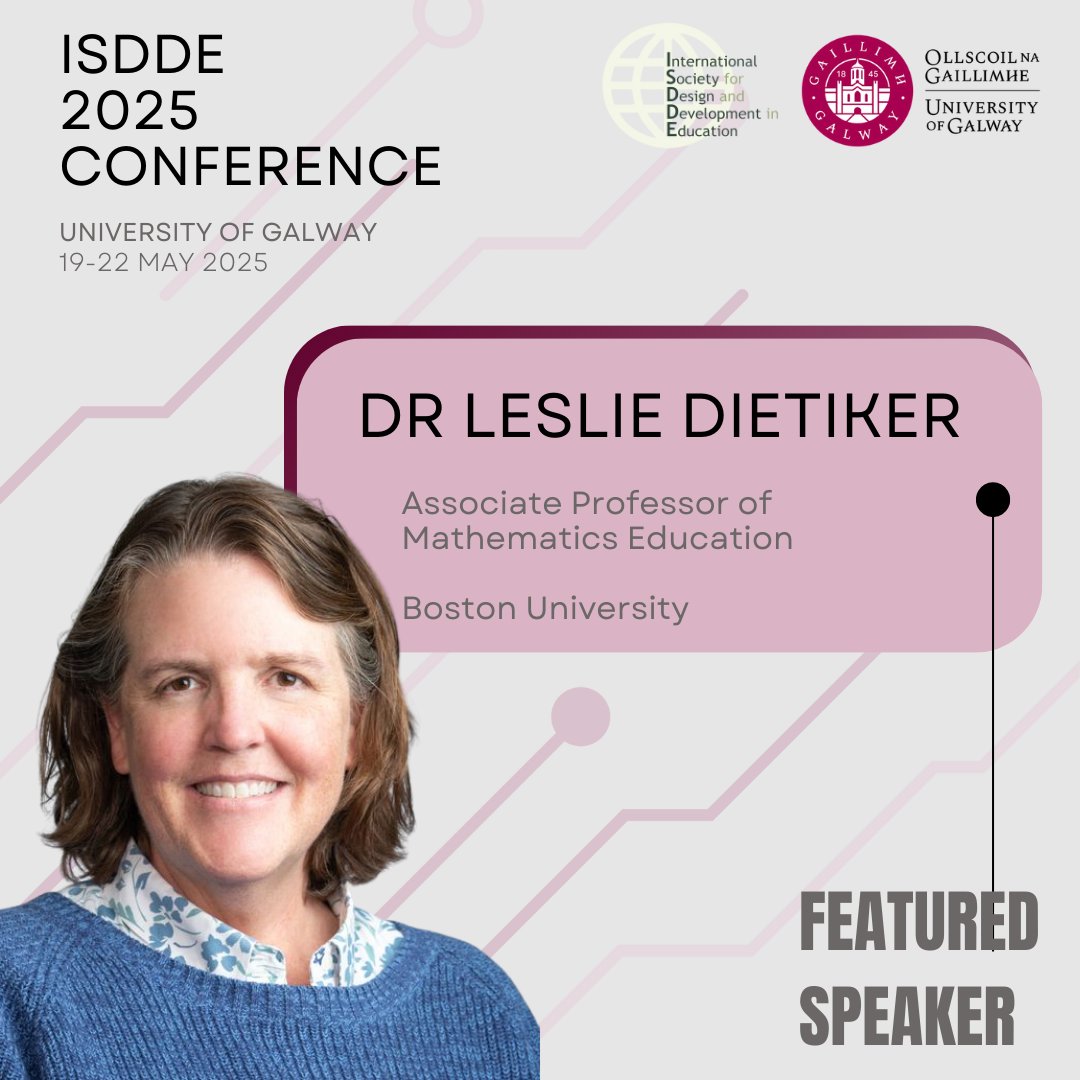 ISDDE (@isddedu) on Twitter photo This week’s featured speaker : Dr. Leslie Dietiker, Boston University – specialising in mathematics education and exploring how teachers can be supported to design and enact engaging mathematics lessons!
Visit lnkd.in/eR5n9Pbh to learn more about the speakers and register. This week’s featured speaker : Dr. Leslie Dietiker, Boston University – specialising in mathematics education and exploring how teachers can be supported to design and enact engaging mathematics lessons!
Visit lnkd.in/eR5n9Pbh to learn more about the speakers and register.