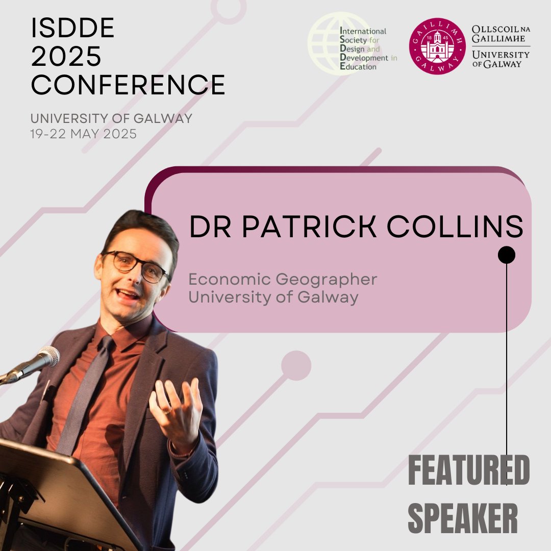 ISDDE (@isddedu) on Twitter photo This week’s ISDDE featured speaker-Dr. Patrick Collins, University of Galway – specialising in economic geography and designing for culture, creativity and production in education!
#ISDDE2025 Visit lnkd.in/eR5n9Pbh to learn more about the speakers and register! This week’s ISDDE featured speaker-Dr. Patrick Collins, University of Galway – specialising in economic geography and designing for culture, creativity and production in education!
#ISDDE2025 Visit lnkd.in/eR5n9Pbh to learn more about the speakers and register!