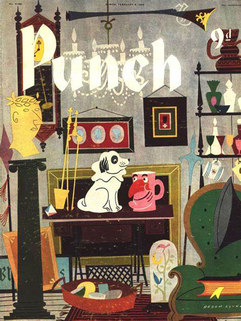 PunchBooks's tweet image. Today's PUNCH colour cover. By James Broom-Lyne 1959 #interiors #homes #objects #antiques
