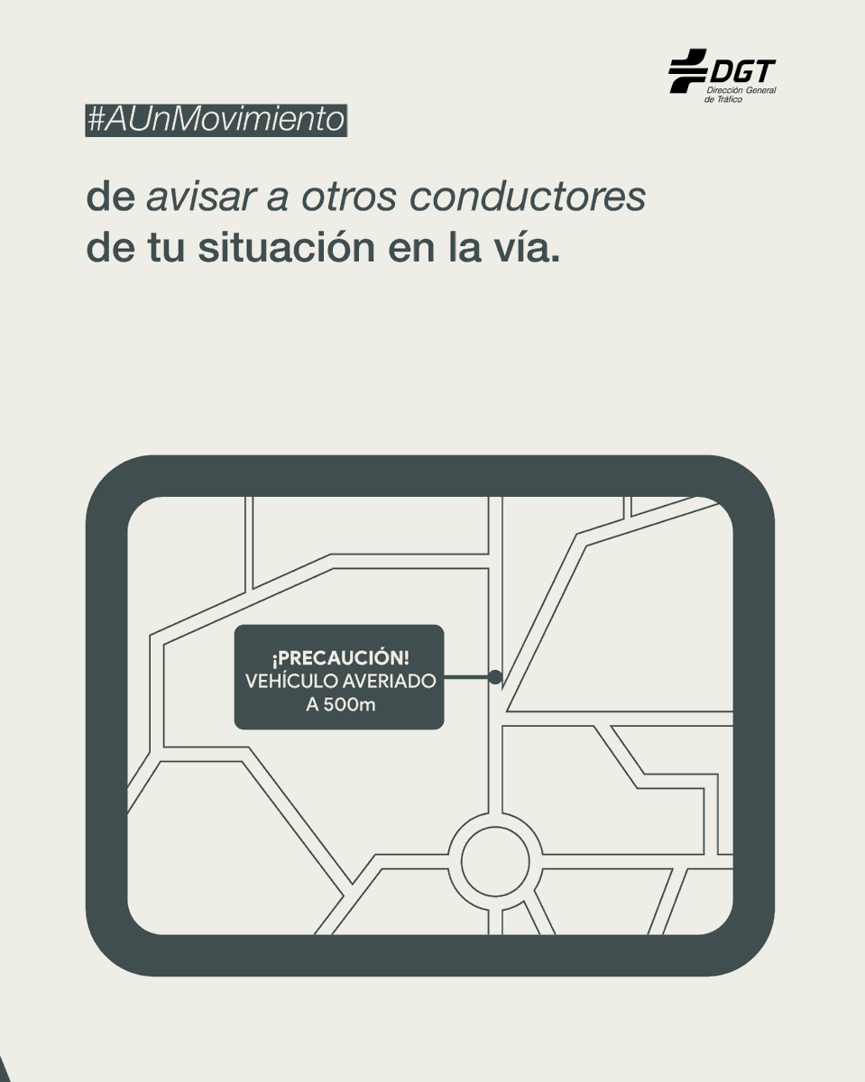 DGTes's tweet photo. Coloca el #V16Conectado en tu vehículo y serás visible en la vía. Enviará automáticamente tu ubicación, avisando a otros conductores de tu situación, estarás #AUnMovimiento de evitar riesgos.
A partir del 1 de enero de 2026, será obligatorio llevarlo conectado en tu vehículo🚗. https://t.co/K8BhpyMoQG
