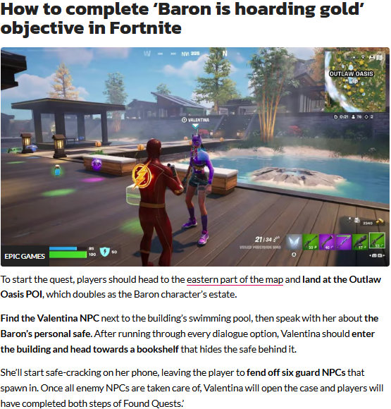 Doraemon1ZzZ's tweet photo. How to fix Fortnite’s ‘Baron is hoarding gold’ quest bug
For Fortnite players struggling to complete the “Baron is hoarding gold” part of the new Story quest, here’s how to get around the bug.
#Fortnite
#England
#MoreOn https://t.co/yDp03gJ1eE