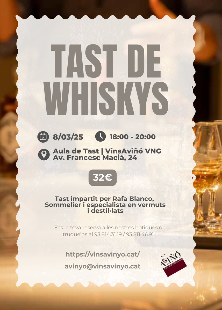 🥃Torna el tast de whiskys! 
Places limitades... Afanya't abans no s'esgotin!

#Vilanovalilageltrú #Sitges #Garraf