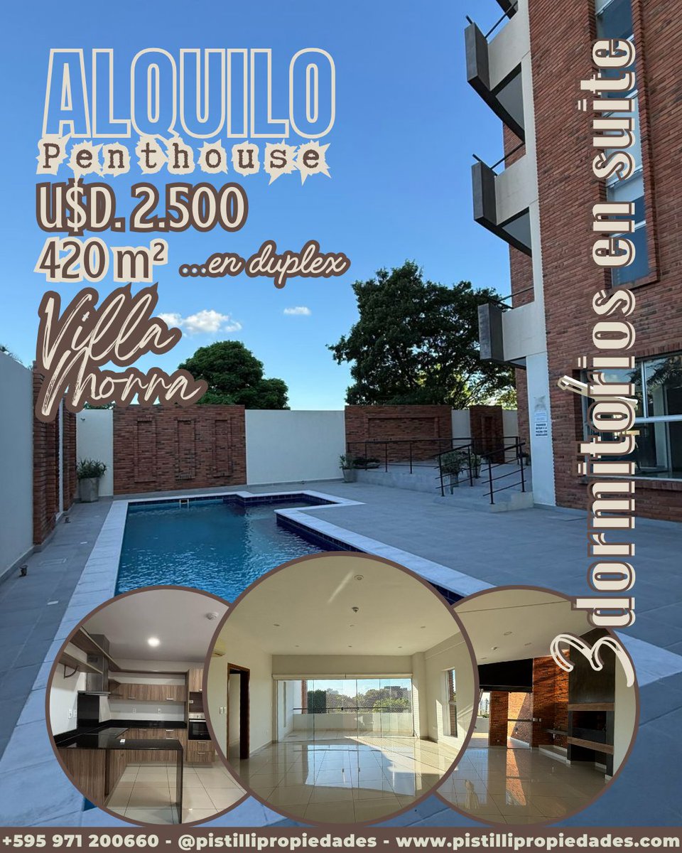 Pistilli Propiedades - ALQUILO PENTHOUSE VILLAMORRA en dúplex., City Asunción pistillipropiedades.com/property/179