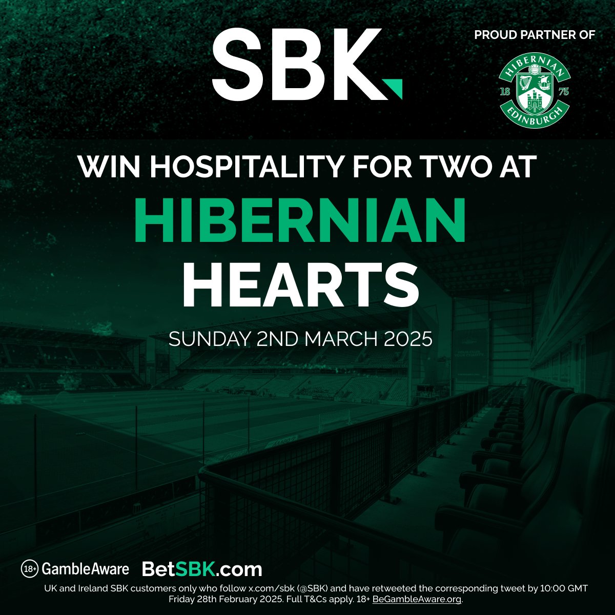 🚨 Edinburgh Derby Ticket Giveaway 🚨

Fancy getting tickets to a sold out Easter Road on Sunday?

Simply give SBK a follow and retweet this tweet to be in with the chance of winning two all-inclusive hospitality tickets.

Good Luck!!!

T&amp;Cs: tinyurl.com/6sjj3txp