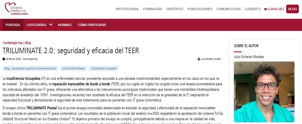 Soc Esp Cardiología (@secardiologia) on Twitter photo .<a href="/jcecharte/">Julio Echarte</a>: “El análisis de la cohorte completa del estudio TRILUMINATE reafirma la terapia borde a borde como una opción segura y eficaz, que mejora la calidad de vida y la clase funcional en pacientes con IT grave sintomática”. #BlogSEC <a href="/JovenesSec/">JóvenesSEC</a> ow.ly/xVrm50V6QKI .<a href="/jcecharte/">Julio Echarte</a>: “El análisis de la cohorte completa del estudio TRILUMINATE reafirma la terapia borde a borde como una opción segura y eficaz, que mejora la calidad de vida y la clase funcional en pacientes con IT grave sintomática”. #BlogSEC <a href="/JovenesSec/">JóvenesSEC</a> ow.ly/xVrm50V6QKI