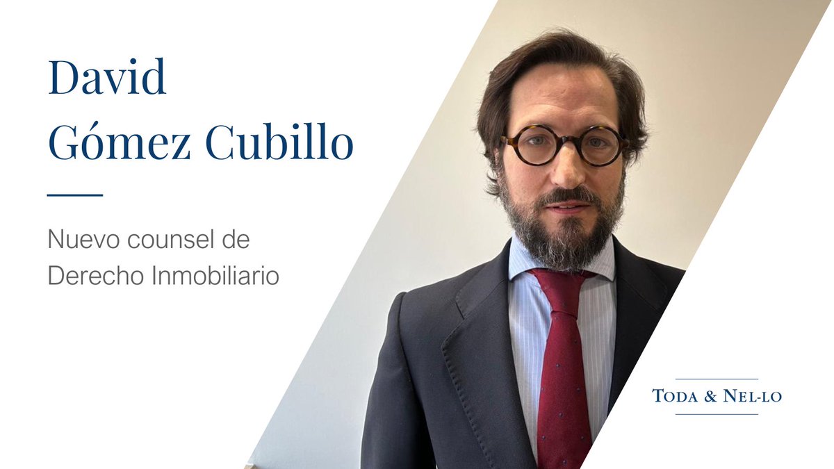 David Gómez Cubillo se une a nuestro equipo como responsable del Área de Derecho #Inmobiliario del despacho.

Cuenta con más de 15 años de experiencia en materia transaccional y en asesoramiento recurrente. 

+ Info: todanelo.com/es/toda-nelo-r…