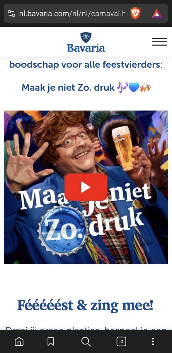 Helemaal krankjorem word ik van die Bavaria reclame voor carnaval. Hoe zeer ik het ook probeer te verbergen. Die mafklapper blijft overal oppoppen. Ja ik ben Brabander, en Nee ik houd niet van carnaval.