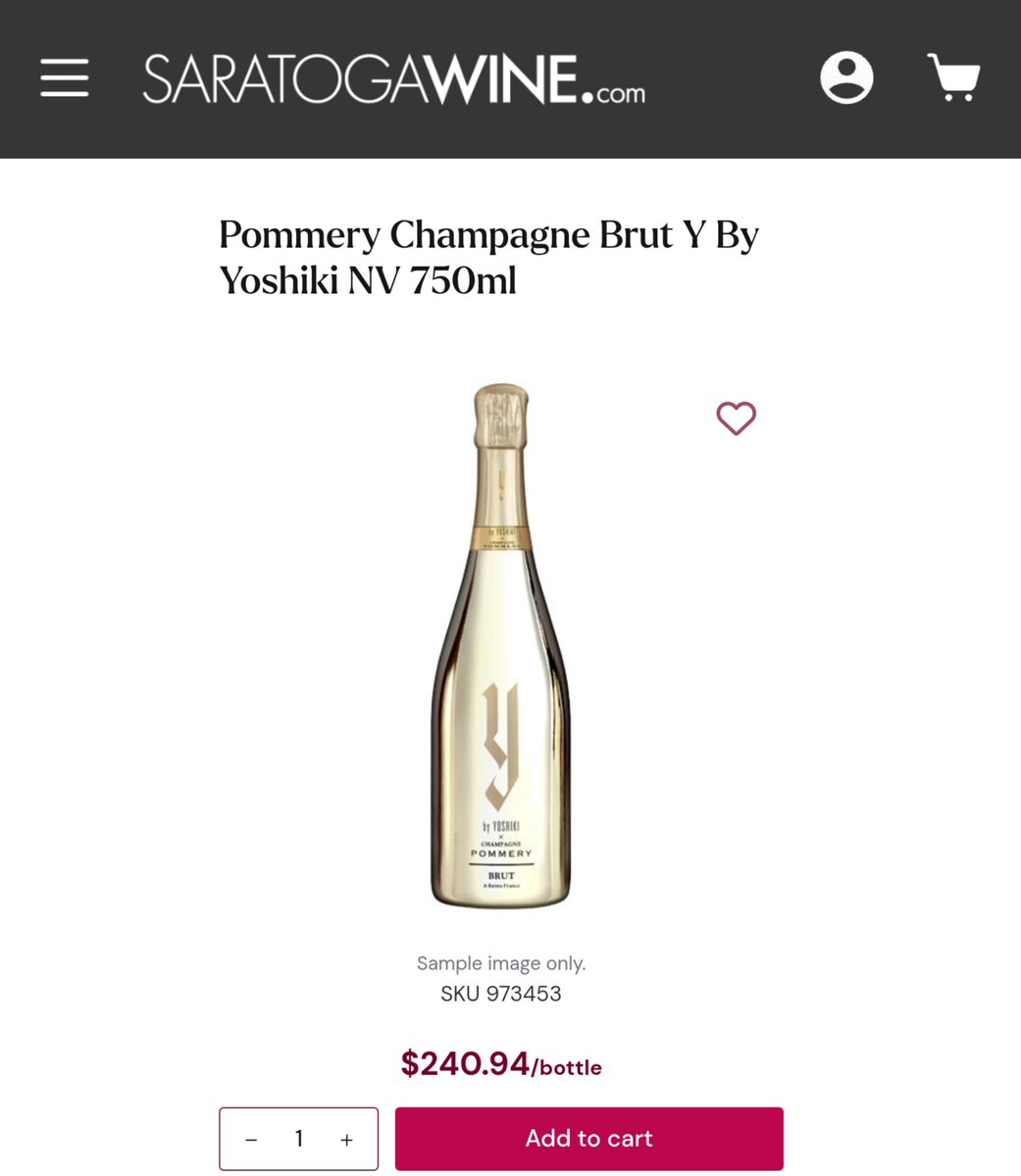 There are more wine stores in the US are selling YOSHIKI's champagne! 🍾🥂

Wish i could buy his red wine &amp; rosé wine in the US too.🥺 #YbyYoshiki 

🛒shop on SARATOGA WINE:
saratogawine.com/product/pommer…

#YOSHIKI 
#YoshikiPommery 
<a href="/YoshikiOfficial/">Yoshiki</a> 
<a href="/yoshikipommery/">yoshiki pommery</a>
