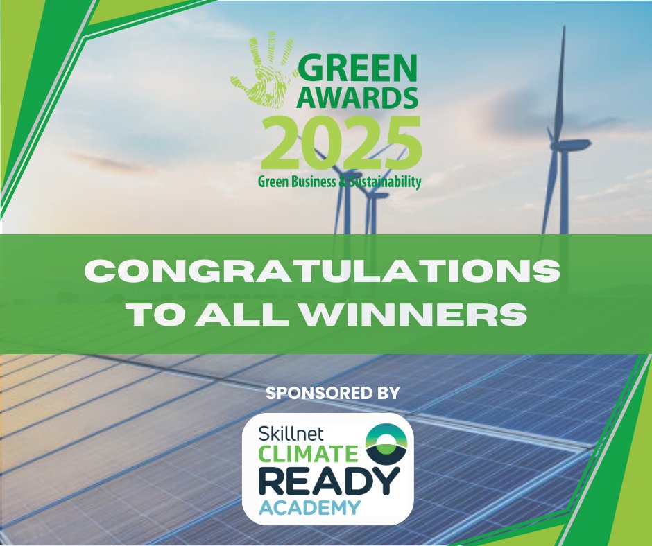 The team at Skillnet Climate Ready Academy extends their heartfelt congratulations to all the winners of Green Awards 2025! Here’s to continued success and groundbreaking achievements! 📷

#GreenAwardsIRL