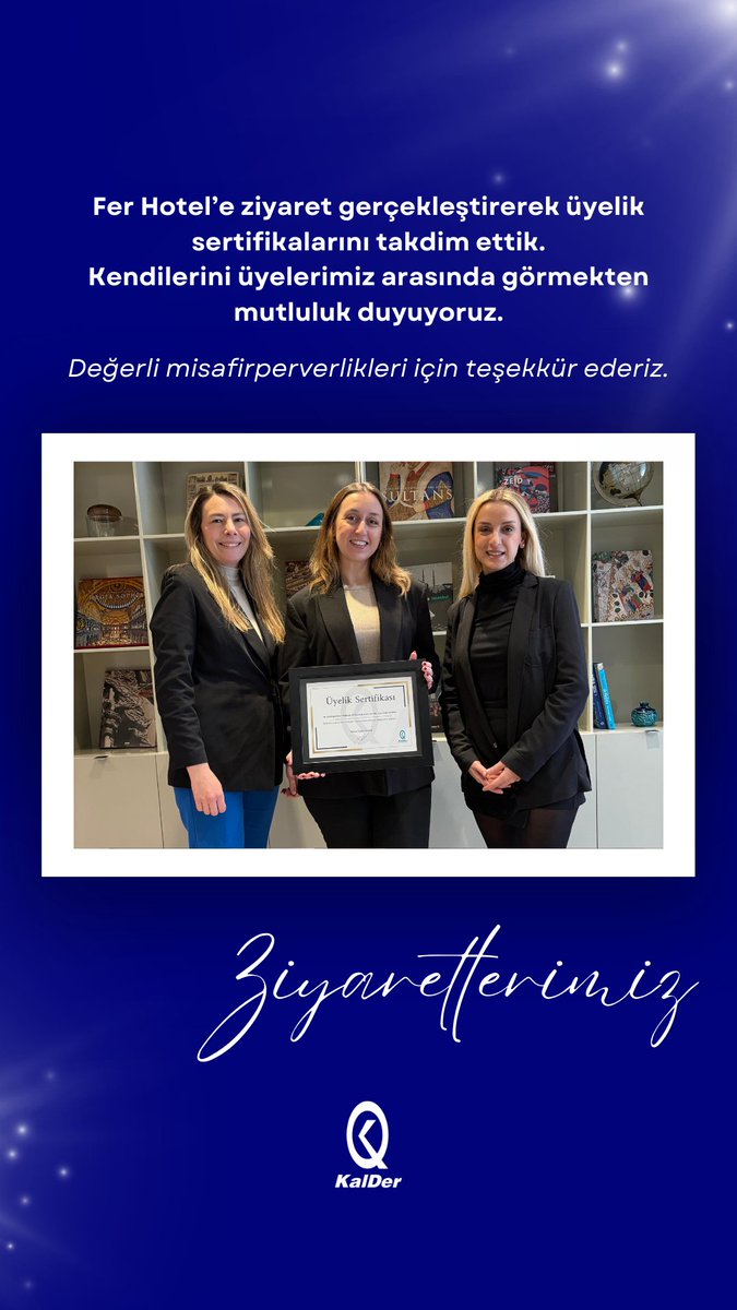 🔹 KalDer’den Ziyaretler!   

📷 Ziyaretlerimizi gerçekleştirdik, tüm paydaşlarımıza katkıları için teşekkür ederiz.     

#Kalite #Sürdürülebilirlik

<a href="/ferhotel_/">FER HOTEL</a>

<a href="/acamarotomotiv/">Acamar</a>