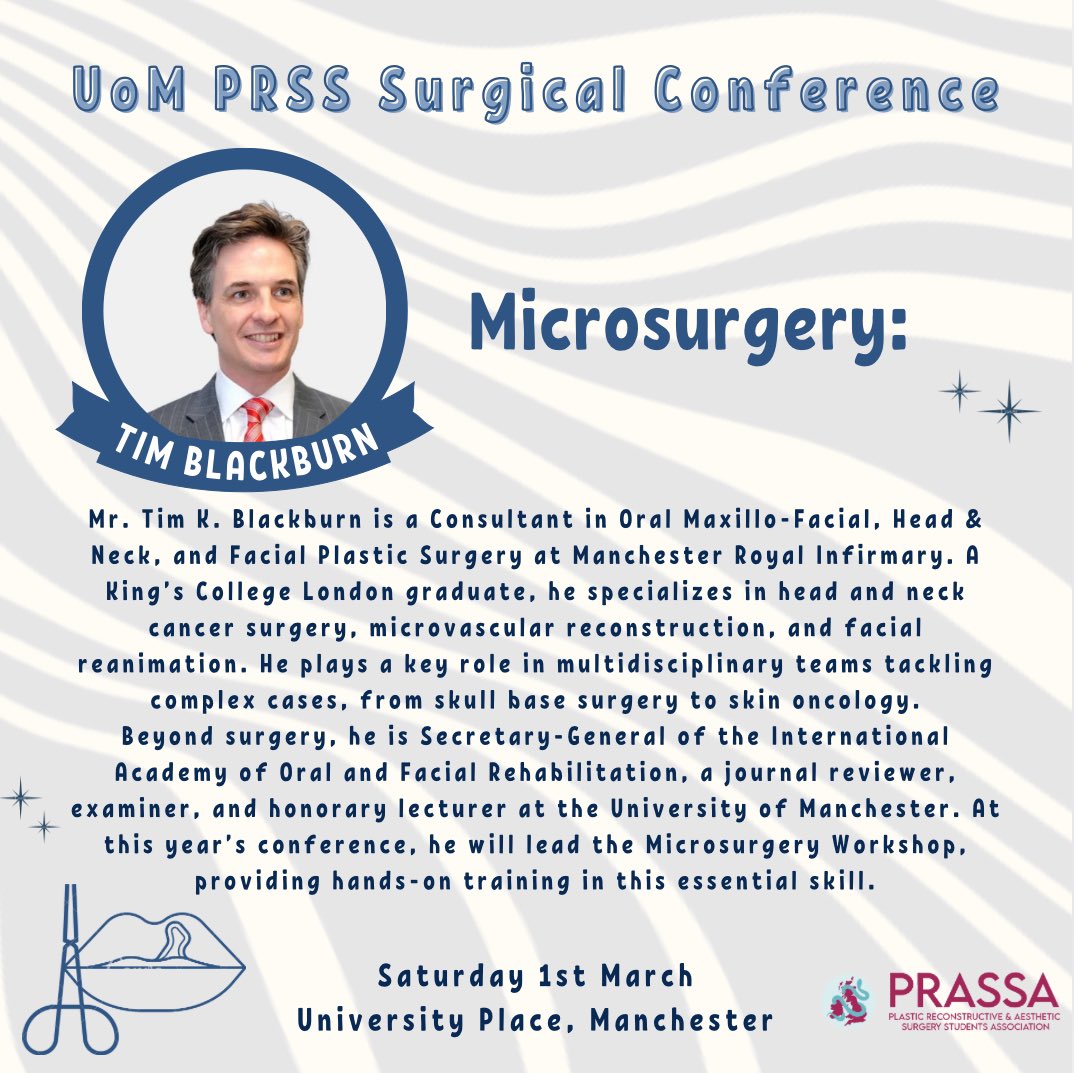uomplastics's tweet image. Introducing Our Workshop Leads!

With just a few days to go until our UoM PRSS Surgical Conference 2025, we’re excited to introduce the incredible surgeons leading our hands-on workshops this Saturday!