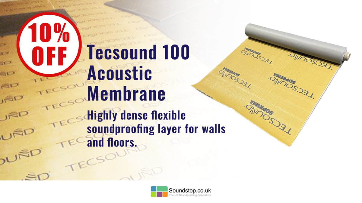 SoundStop1's tweet photo. ‼️Get 10% off the Tecsound 100 Non-Adhesive Membrane‼️
The Tecsound 100 Non-Adhesive Membrane is the highest-performing acoustic barrier in the #Tecsound range, designed to reduce both airborne and impact noise.😀
https://t.co/SkkwyiDYGo
#soundproofing #soundproofsolutions #DIY https://t.co/MRfug1xvrG