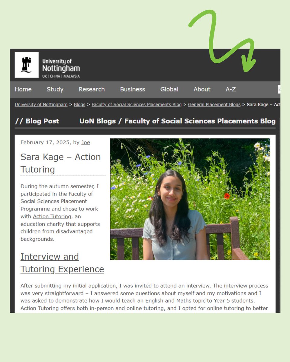 Action Tutoring (@actiontutoring) on Twitter photo โญ One of our volunteer tutors, Sara, a student at <a href="/UniofNottingham/">Uni of Nottingham #WeAreUoN</a>, has written a lovely blog about her placement with us๐ blogs.nottingham.ac.uk/fossplacementsโฆ
Develop transferable skills while supporting young people facing disadvantage to reach their potential
๐ tutor.actiontutoring.org.uk/get-involved โญ One of our volunteer tutors, Sara, a student at <a href="/UniofNottingham/">Uni of Nottingham #WeAreUoN</a>, has written a lovely blog about her placement with us๐ blogs.nottingham.ac.uk/fossplacementsโฆ
Develop transferable skills while supporting young people facing disadvantage to reach their potential
๐ tutor.actiontutoring.org.uk/get-involved