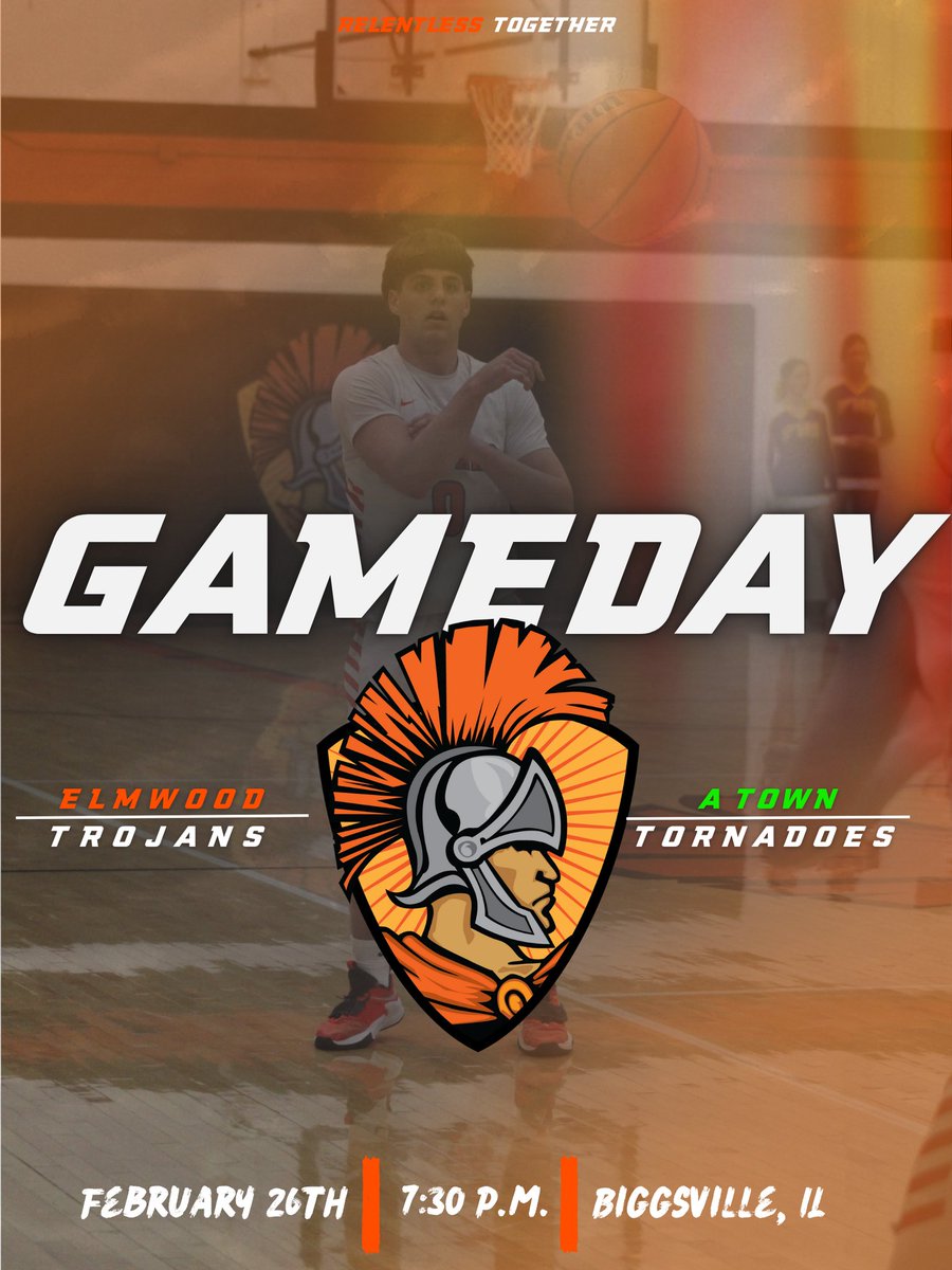 🚨REGIONAL GAME DAY 🚨 

🏀: Elmwood
🆚️: Abingdon-Avon
🏫: West Central, HS
📍: Biggsville, IL
🕢: 7:30pm

#Relentless2gether #TheTrojanWay