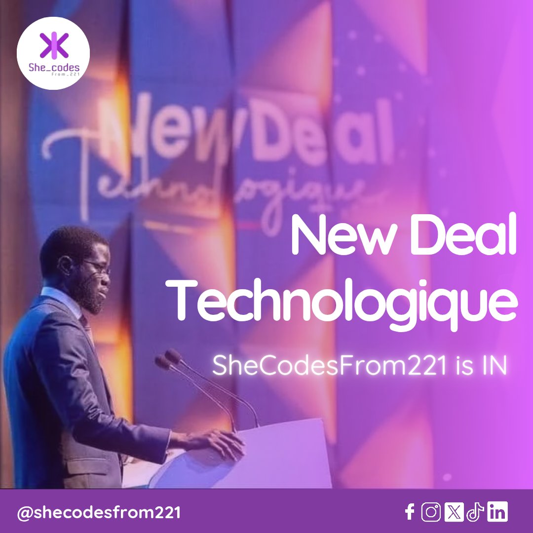 🚀 Le #NewDealTechnologique : une opportunité pour les femmes dans la tech au Sénégal ! 

Depuis sa création, #SheCodesFrom221 s’engage à réduire la fracture numérique entre les genres en formant, en accompagnant et en inspirant les femmes à rejoindre les métiers de la tech.
