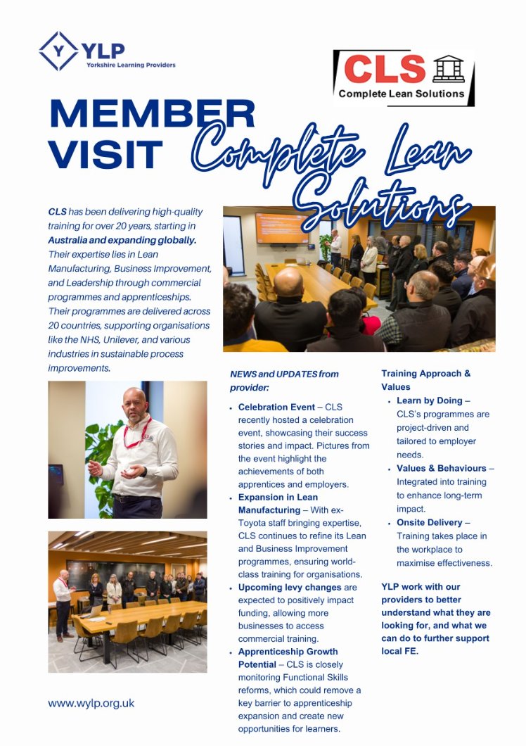 We have another Provider Member Visit to share with you!

<a href="/AlexMilesWYLP/">AlexMilesFE</a> visited Phil Bacon at <a href="/CompleteLeanSol/">Completeleansolution</a> to discuss and explore their growing provision.

Read more of our member visit articles on our website: wylp.org.uk

#TeamYorkshire #LeanManufacturing