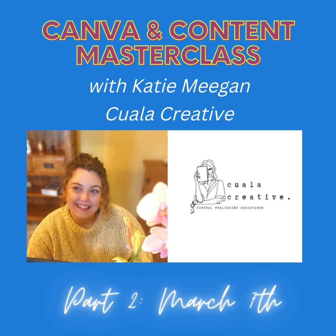 Really looking forward to this second masterlcass with Katie 💫

In this masterclass for authors, Katie will be covering Design elements for video, How to create a book trailer and How to export your Canva Content to social media platforms.

buythebook.ie/product/canva-…

#masterclass