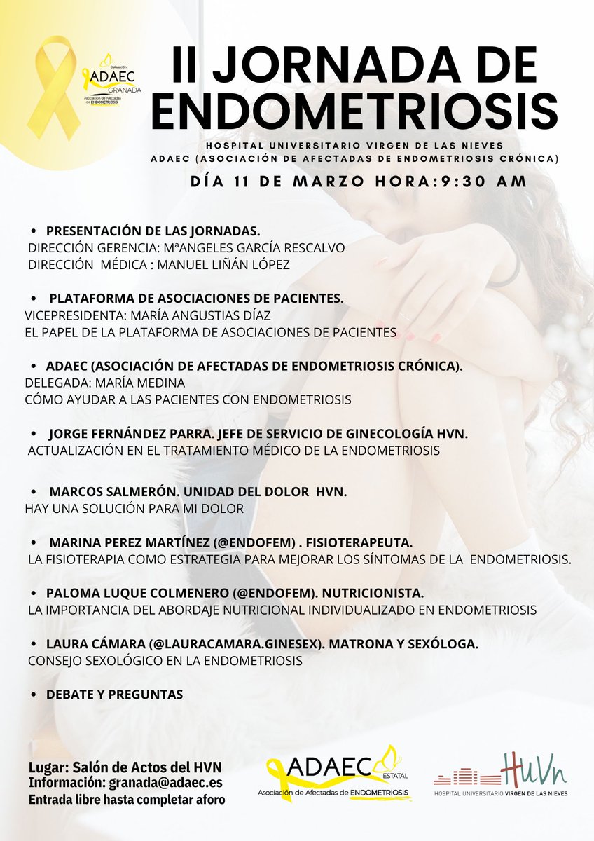🟡Tras el éxito de la primera edición de estas jornadas tan interesantes, el próximo día 11 celebramos este encuentro para seguir sensibilizando sobre esta enfermedad ginecológica .
¡Te esperamos!