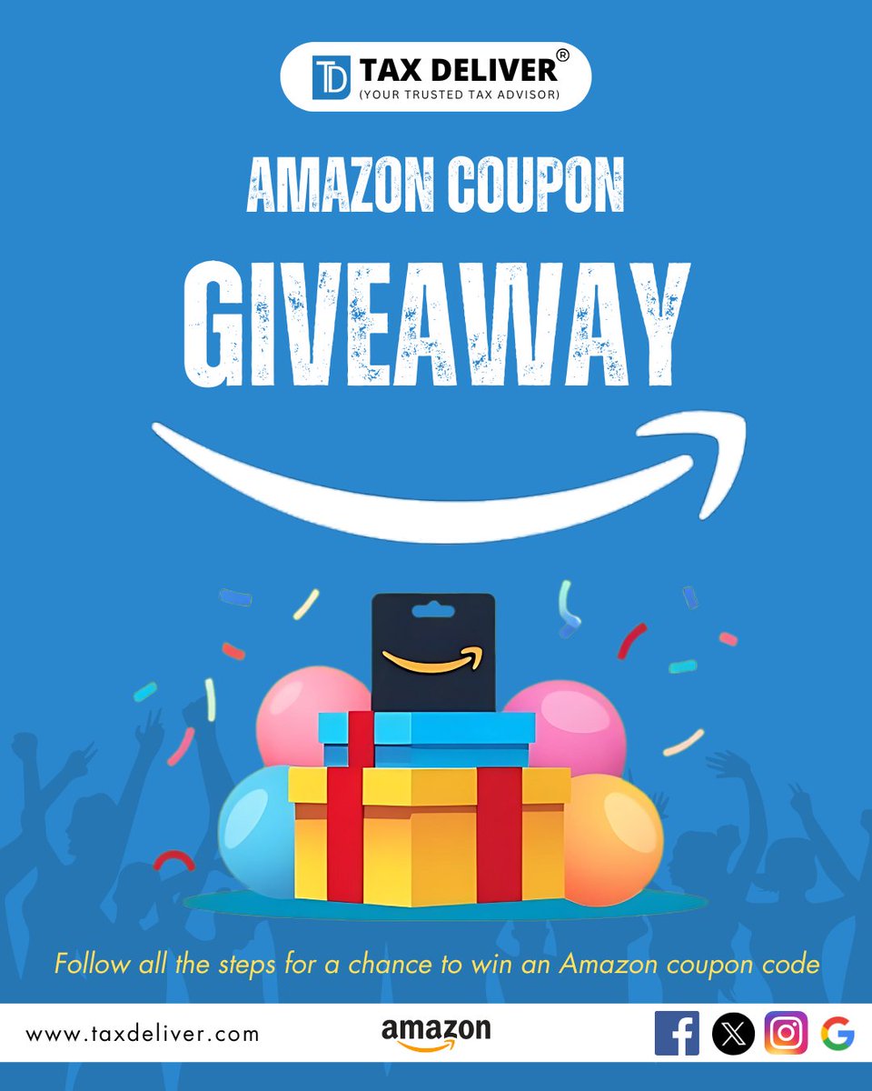 TaxDeliver's tweet photo. 🎉 AMAZON COUPON GIVEAWAY 🎉

Want to win a FREE Amazon coupon? Here’s how to enter:

1️⃣ Follow @taxdeliver for more giveaways!
2️⃣ Retweet & Like this post!
3️⃣ Tag 5 friends who love shopping on Amazon!
4️⃣ COMMENT below: If you could get one thing from Amazon, what would it be? 🤔

One lucky winner will be announced on March 5, 2025! Don’t miss out!
#taxdeliver #amazon #giveaway