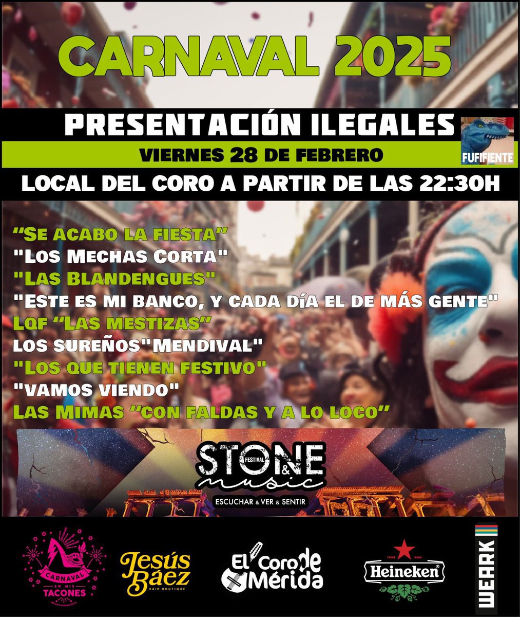 ElCorodeMerida's tweet image. 🥁🥁🥁 y un año más… volvemos a organizar nuestra presentación de ilegales en el Bujio

Gracias a @STONEandMUSIC y @culturaenmistacones