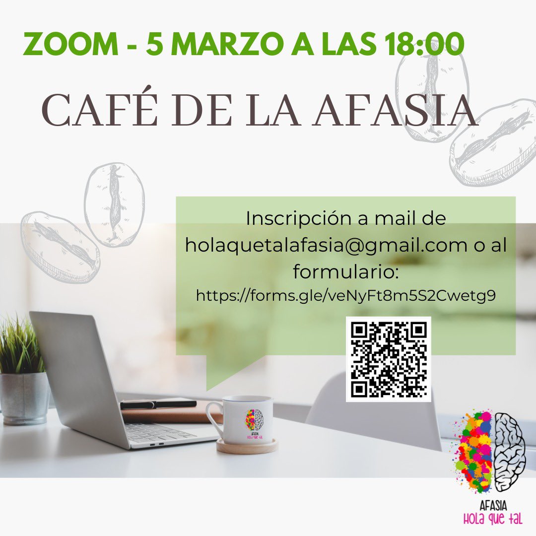 📢 ¡Nuevo #CaféDeLaAfasia! ☕💬

📅 Miércoles 5 de marzo – 18:00h (España)
📍 Zoom – Evento gratuito

Hablaremos sobre los duelos en la afasia, un tema clave para personas con afasia y sus familias.

📝 Inscríbete aquí 👉 forms.gle/QoMLeHjWJZfoMC…

¡Nos vemos allí! 💙 #Afasia