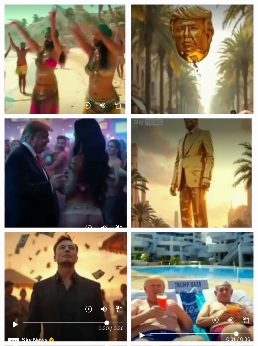 Trump's video of "Trump Gaza" features trans Hamas belly dancers, a golden Trump balloon, a golden Trump statue, Trump perving on a belly dancer, Musk throwing money at kids, and Trump and Netanyahu on sun loungers. It's honestly one of the most unhinged things I've ever seen