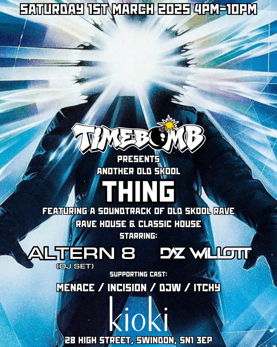 Only THREE days to go....
Timebomb at Kioki in Swindon
Tickets &gt;&gt;&gt;&gt; skiddle.com/.../Swindon/Ki…

#ontour
#35YearsALTERN8
#oldskool
#rave
#Altern8
#markarcher
<a href="/NLA_Artists/">NLA ARTISTS</a> <a href="/mark_archer/">mark archer</a>