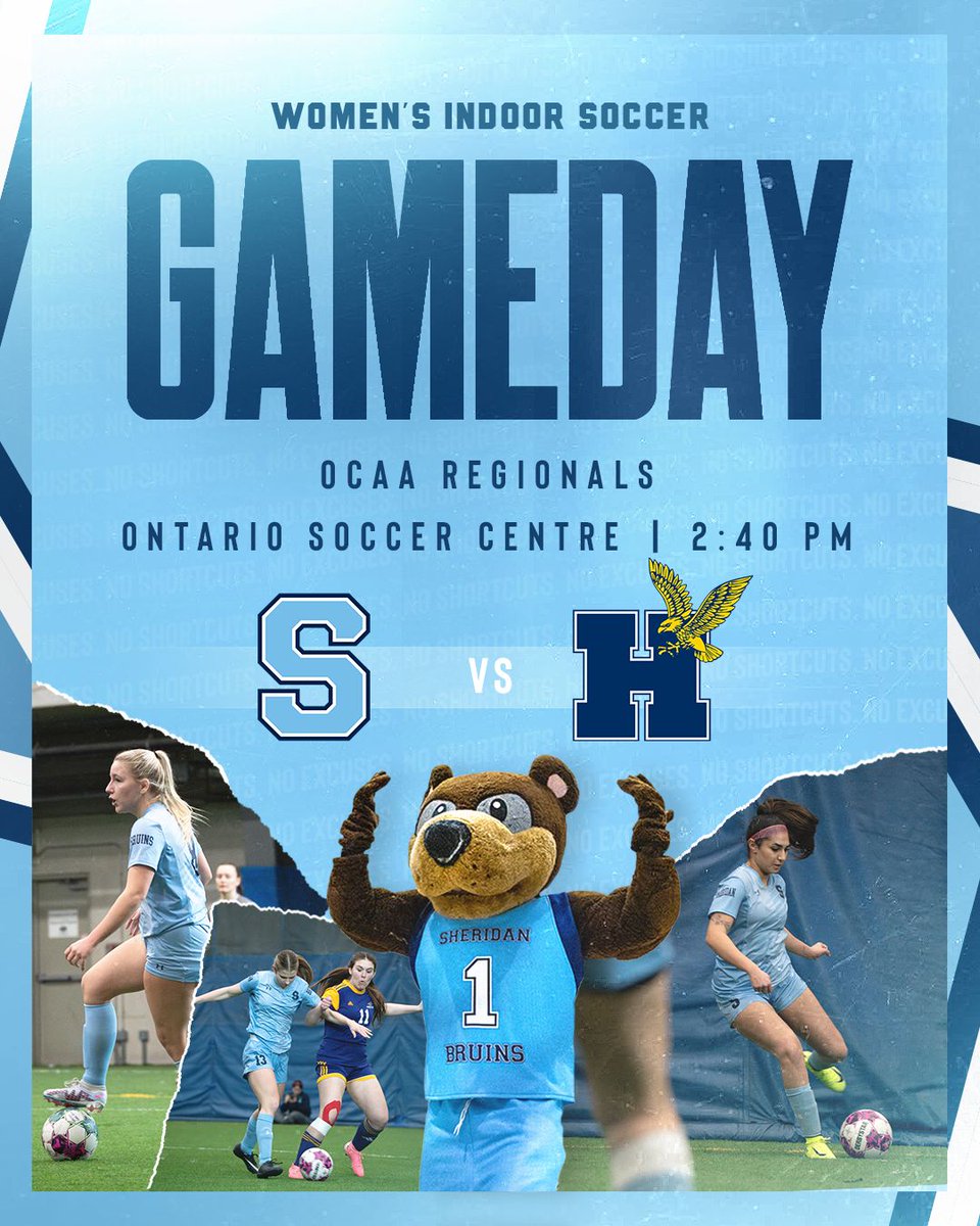 Women's Indoor Soccer GAME
DAY!🐻💙⚽

📍 Ontario Soccer Centre, Vaughn

W⚽ vs Confederation
⏰8am

W⚽ vs George Brown
⏰11:20am

W⚽ vs Centennial
⏰1pm

W⚽ vs Humber
⏰2:40pm