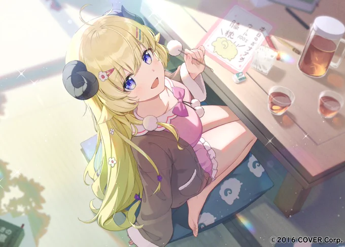 【仕事告知】角巻わためさん(#tsunomakiwatame)ASMRボイスイラストを描かせていただきました! 興味がある方ぜひ聞いてみてください〜よろしくお願いします!#角巻わため #ふわふわ羊の寝かしつけ 