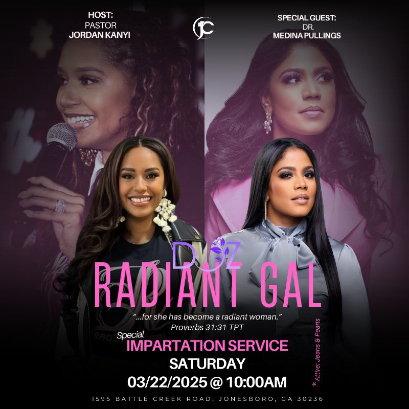 JCCinAtlanta's tweet photo. Sisterhood + Faith + YOU = Radiant Gal💕
A special event is happening this March, and it won’t be the same without YOU! Expect a time of special impartation with @medinapullings and encouragement.

RSVP for free on Eventbrite! 👇
https://t.co/kIpjqOlTcA https://t.co/xflhfoHamM