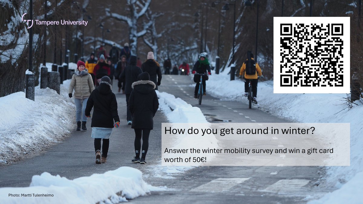Help us learn more about how people travel in winter and participate in a short survey! shorturl.at/2kK4X
The survey is a collaboration of the FinnCycle research program at Tampere University and WCF. The results will be used to promote year-round active commuting.
🌤️🚴‍♀️🌧️🚴‍♂️