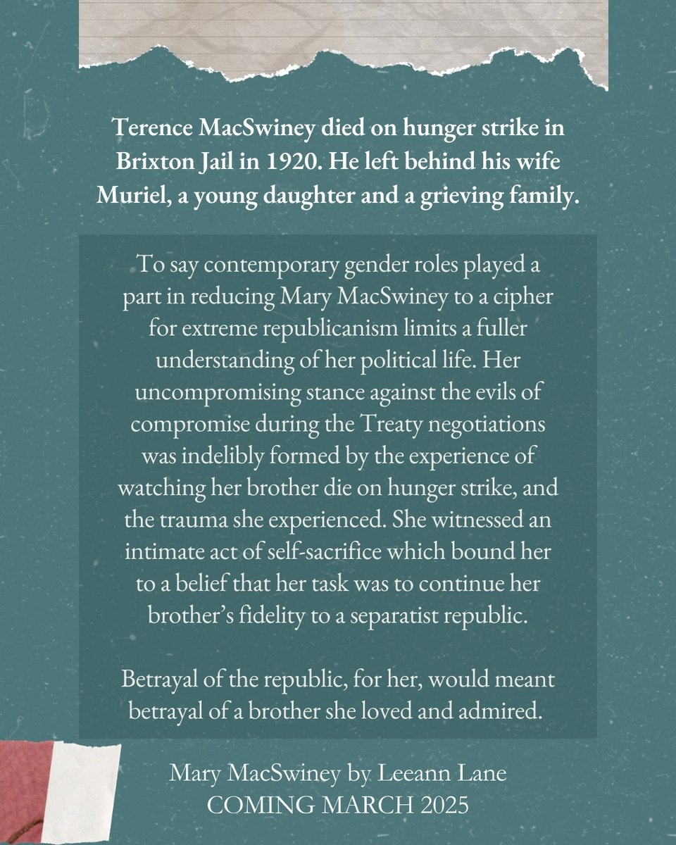 Leeann Lane's new biography on Irish revolutionary Mary MacSwiney examines the MacSwiney family's lasting impact, from Terence's MacSwiney's death on hunger strike to political maneuvering during the Civil War.

🔗Preorder at ucdpress.ie or in bookshops nationwide.