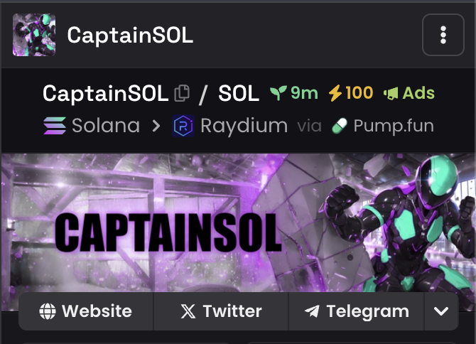 CaptainSOL_SOL's tweet photo. #CaptainSOL has been updated on @dexscreener 

Also we get Ads and some boosts.

https://t.co/6XcV1siAt9 https://t.co/e5jGDB34OG